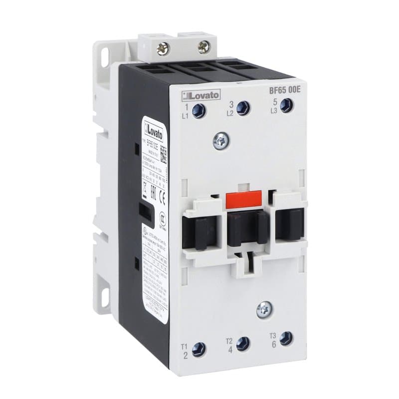 Lovato Electric BF6500E110 BF6500E110 Lovato - Three-pole contactor, IEC operating current Ie (AC3) = 65A, AC/DC coil, 60...110VAC/DC Lovato Electric BF6500E110 BF6500E110 Lovato - Three-pole contactor, IEC operating current Ie (AC3) = 65A, AC/DC coil, 60...110VAC/DC