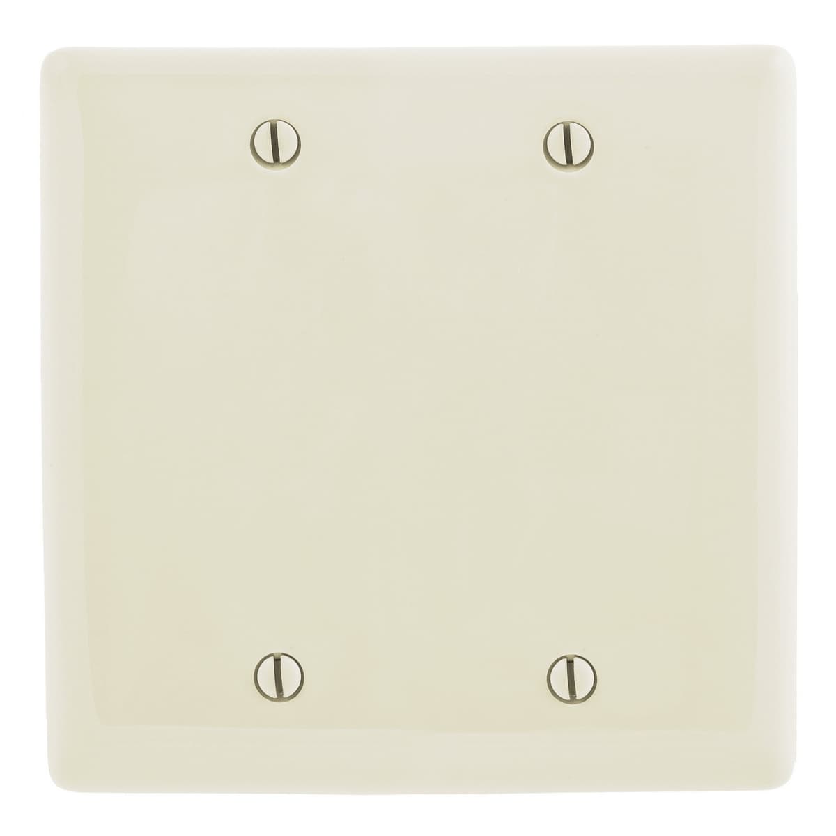 Hubbell NP23LA Wallplates and Box Covers, Wallplate, Nylon, 2-Gang, 2) Blank, Box Mount, Light Almond ; Reinforcement ribs for extra strength ; High-impact, self-extinguishing nylon material ; Captive screw feature holds mounting screw in place ; Standard Size is 1/8" Hubbell NP23LA Wallplates and Box Covers, Wallplate, Nylon, 2-Gang, 2) Blank, Box Mount, Light Almond ; Reinforcement ribs for extra strength ; High-impact, self-extinguishing nylon material ; Captive screw feature holds mounting screw in place ; Standard Size is 1/8"