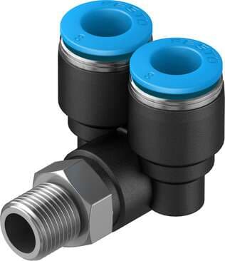 Festo 153175 push-in Y-fitting QSYL-1/8-8 360° orientable, male thread with external hexagon. Size: Standard, Nominal size: 5,7 mm, Type of seal on screw-in stud: coating, Assembly position: Any, Container size: 1 Festo 153175 push-in Y-fitting QSYL-1/8-8 360° orientable, male thread with external hexagon. Size: Standard, Nominal size: 5,7 mm, Type of seal on screw-in stud: coating, Assembly position: Any, Container size: 1
