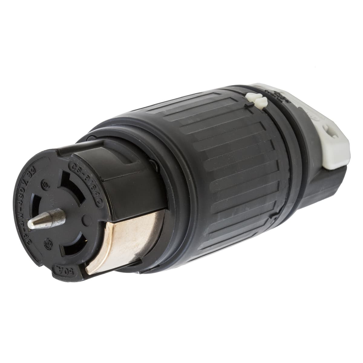Hubbell CS8164C Locking Devices, Twist-Lock®, Industrial, Female Connector Body, 50A 3-Phase Delta 480V AC, 3-Pole 4-Wire Grounding, Non-NEMA, Screw Terminal, Black and White ; Box terminal with hex socket threaded slug, permits high clamping pressure on conductors with Hubbell CS8164C Locking Devices, Twist-Lock®, Industrial, Female Connector Body, 50A 3-Phase Delta 480V AC, 3-Pole 4-Wire Grounding, Non-NEMA, Screw Terminal, Black and White ; Box terminal with hex socket threaded slug, permits high clamping pressure on conductors with