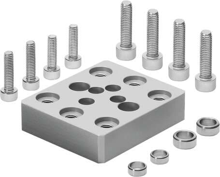 Festo 193922 adapter kit HAPG-37-S4 For attachment of grippers Types HGR-25-A, HGW-25-A, HGP-16-A to linear module Type HMPL-16/20 Assembly position: Any, Corrosion resistance classification CRC: 2 - Moderate corrosion stress, Materials note: Free of copper and PTFE Festo 193922 adapter kit HAPG-37-S4 For attachment of grippers Types HGR-25-A, HGW-25-A, HGP-16-A to linear module Type HMPL-16/20 Assembly position: Any, Corrosion resistance classification CRC: 2 - Moderate corrosion stress, Materials note: Free of copper and PTFE