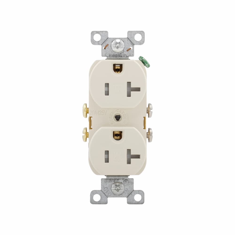 Eaton TRCR20LA TRCR20LA Eaton - Eaton commercial specification grade duplex receptacle, #14-10 AWG, 20A, Commercial, Flush, 125V, Side wire, Light almond, Brass, Impact-resistant nylon face, PVC body, 5-20R, Duplex, Screw, PVC, Core pack Eaton TRCR20LA TRCR20LA Eaton - Eaton commercial specification grade duplex receptacle, #14-10 AWG, 20A, Commercial, Flush, 125V, Side wire, Light almond, Brass, Impact-resistant nylon face, PVC body, 5-20R, Duplex, Screw, PVC, Core pack