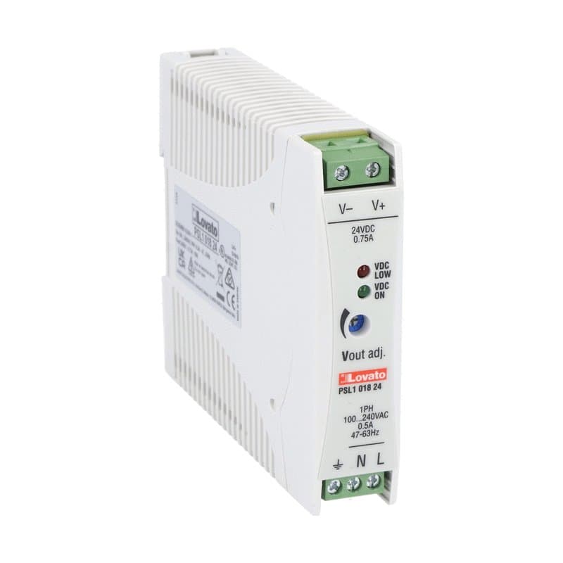 Lovato Electric PSL101824 PSL101824 Lovato - DIN rail switching power supply, single-phase. 24VDC, 0.75A/18W Lovato Electric PSL101824 PSL101824 Lovato - DIN rail switching power supply, single-phase. 24VDC, 0.75A/18W