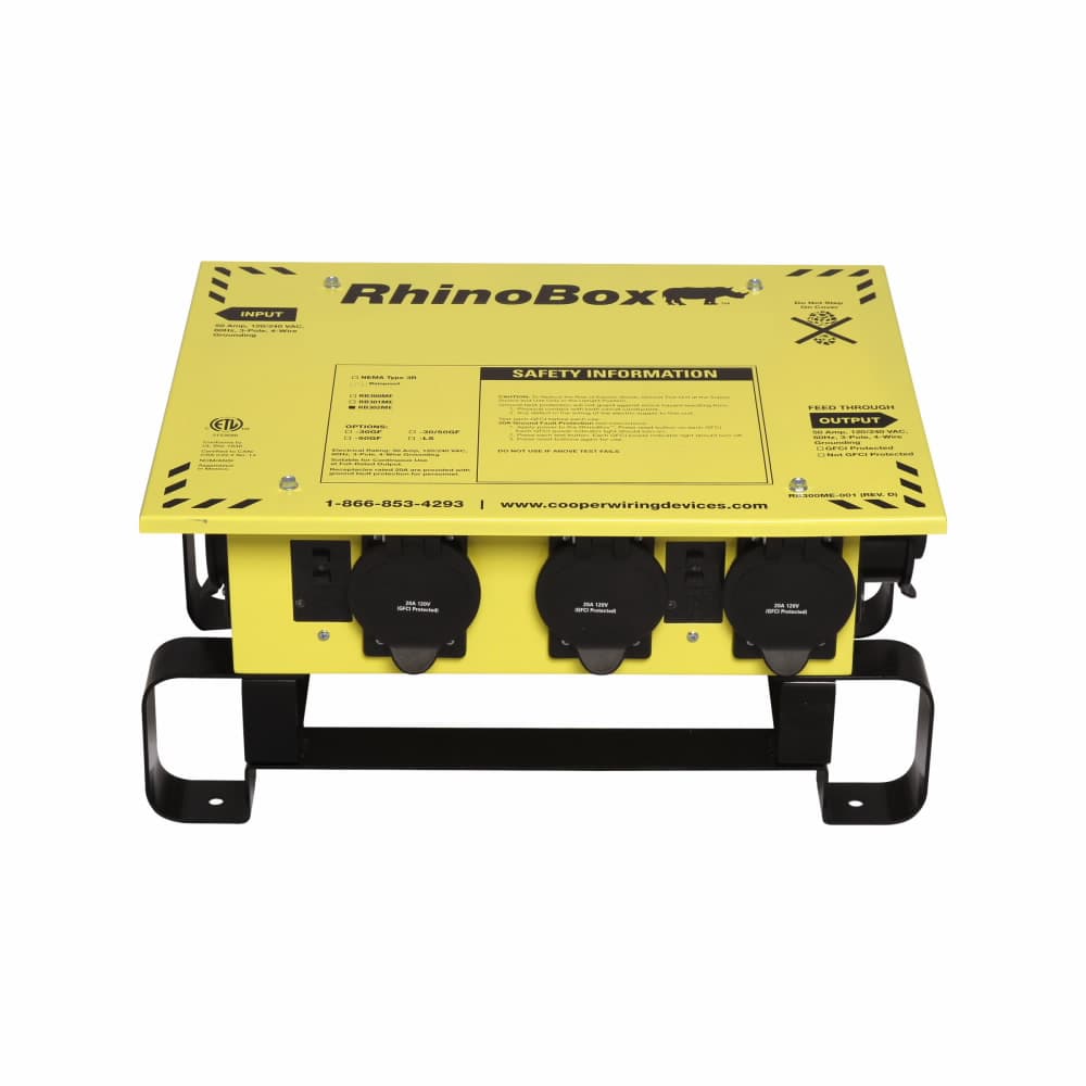 Eaton RB302ME RB302ME Eaton - Eaton RhinoBox Econ power distribution unit, Temporary Power Center, Yellow, 2, Weatherproof, Cold-rolled 18 gauge steel, NEMA 3R, 120/240 Vac Eaton RB302ME RB302ME Eaton - Eaton RhinoBox Econ power distribution unit, Temporary Power Center, Yellow, 2, Weatherproof, Cold-rolled 18 gauge steel, NEMA 3R, 120/240 Vac