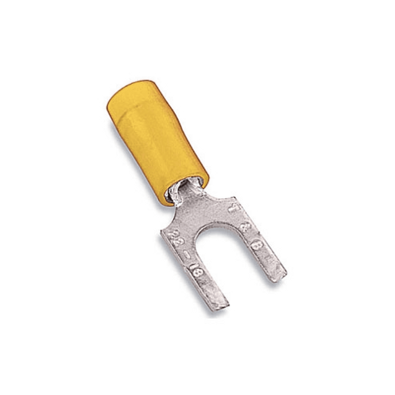 Thomas & Betts RC10-8FS 12 to 10 AWG, #8 Stud, 600 V, Yellow, Electrolytic Tin Plated Copper, Nylon Insulated, Serrated Brazed Seam Barrel, Electrical, Flanged Tongue Thomas & Betts RC10-8FS 12 to 10 AWG, #8 Stud, 600 V, Yellow, Electrolytic Tin Plated Copper, Nylon Insulated, Serrated Brazed Seam Barrel, Electrical, Flanged Tongue