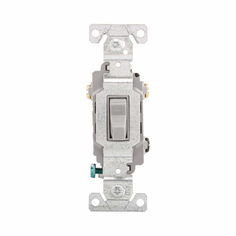 Eaton CSB320GY CSB320GY Eaton - Eaton commercial grade toggle switch, #14-10 AWG, 20A, Commercial, Wall, 120/277V, Back and side, Screw, Gray, Three-Way, Brass, Terminals: 0.031 in Eaton CSB320GY CSB320GY Eaton - Eaton commercial grade toggle switch, #14-10 AWG, 20A, Commercial, Wall, 120/277V, Back and side, Screw, Gray, Three-Way, Brass, Terminals: 0.031 in