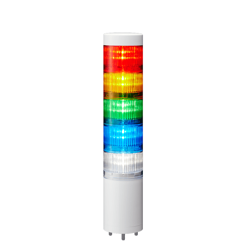 Patlite LR6-502WJNW-RYGBC 60mm 5-tier Signal Tower, 24V DC, Direct Mount with Cable, No Flashing/Buzzer, Off-white Patlite LR6-502WJNW-RYGBC 60mm 5-tier Signal Tower, 24V DC, Direct Mount with Cable, No Flashing/Buzzer, Off-white