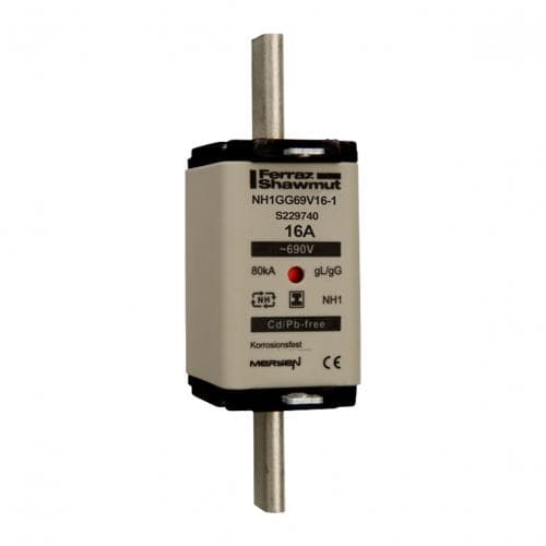 Mersen S229740 NH fuse-link gG, 690VAC, size 1, 16A double indicator/insulated tags Mersen S229740 NH fuse-link gG, 690VAC, size 1, 16A double indicator/insulated tags