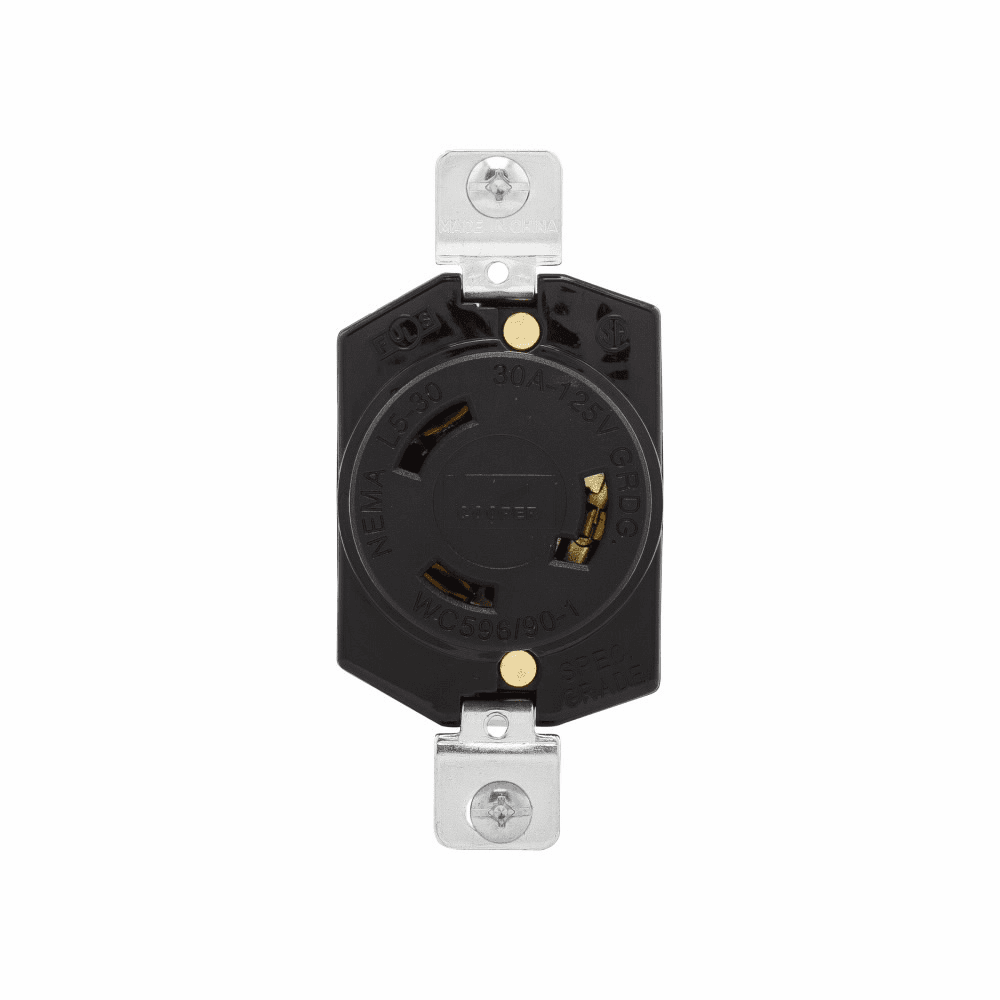 Eaton L530R L530R Eaton - Eaton locking receptacle, #18-10 AWG, 30A, Industrial, 125V, Back wiring, Black, Single, L5-30, Two-pole, Three-wire, Glass-filled nylon Eaton L530R L530R Eaton - Eaton locking receptacle, #18-10 AWG, 30A, Industrial, 125V, Back wiring, Black, Single, L5-30, Two-pole, Three-wire, Glass-filled nylon