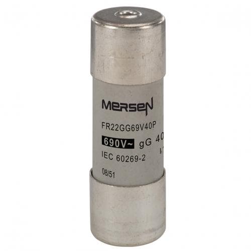 Mersen R212075 Cylindrical fuse-link gG 690VAC 22.2x58, 40A with striker Mersen R212075 Cylindrical fuse-link gG 690VAC 22.2x58, 40A with striker