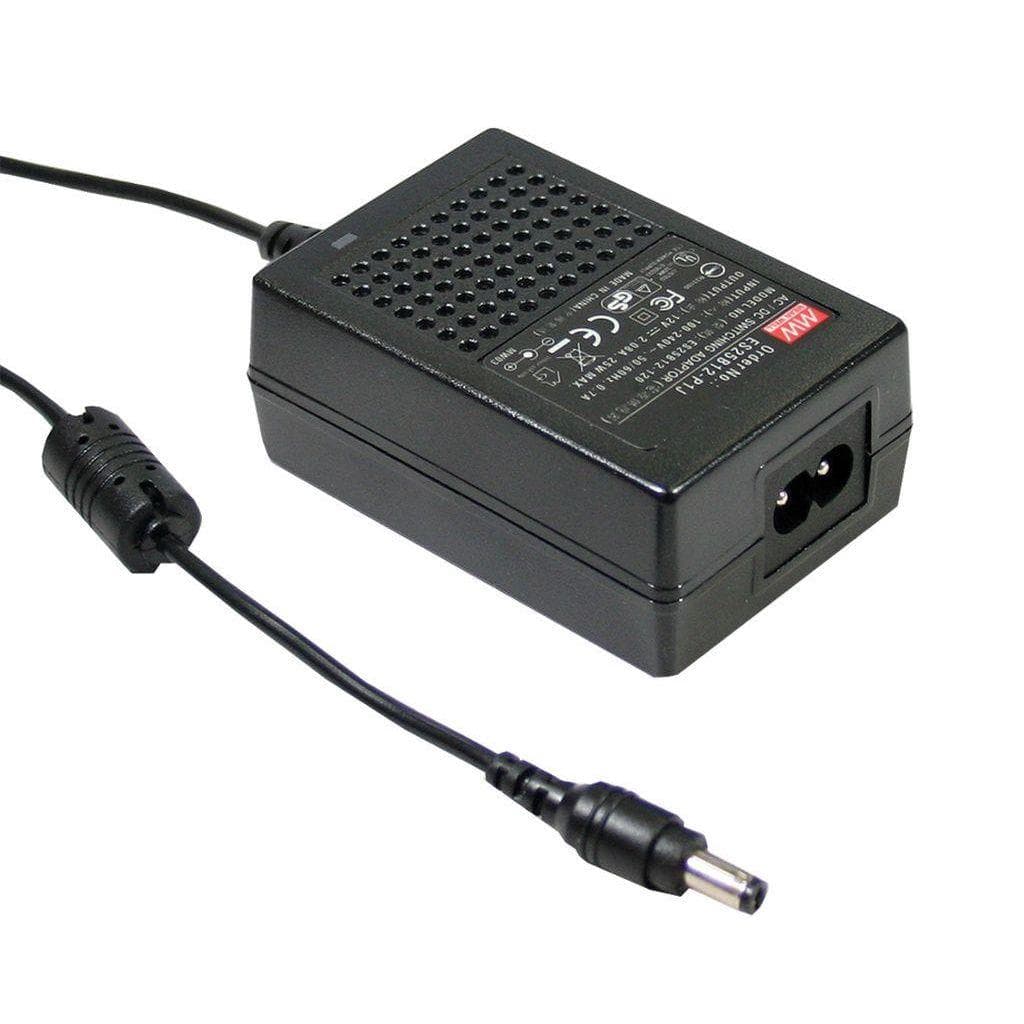 MEAN WELL GS25B15-P1J AC-DC Industrial desktop adaptor with 2 pin IEC320-C8 input socket; Output 15VDC at 1.66A with P1J tuning fork plug OD 5.5mm; ID 2.1mm; Length 11mm; Class II; GS25B15-P1J is succeeded by GST25B15-P1J. MEAN WELL GS25B15-P1J AC-DC Industrial desktop adaptor with 2 pin IEC320-C8 input socket; Output 15VDC at 1.66A with P1J tuning fork plug OD 5.5mm; ID 2.1mm; Length 11mm; Class II; GS25B15-P1J is succeeded by GST25B15-P1J.