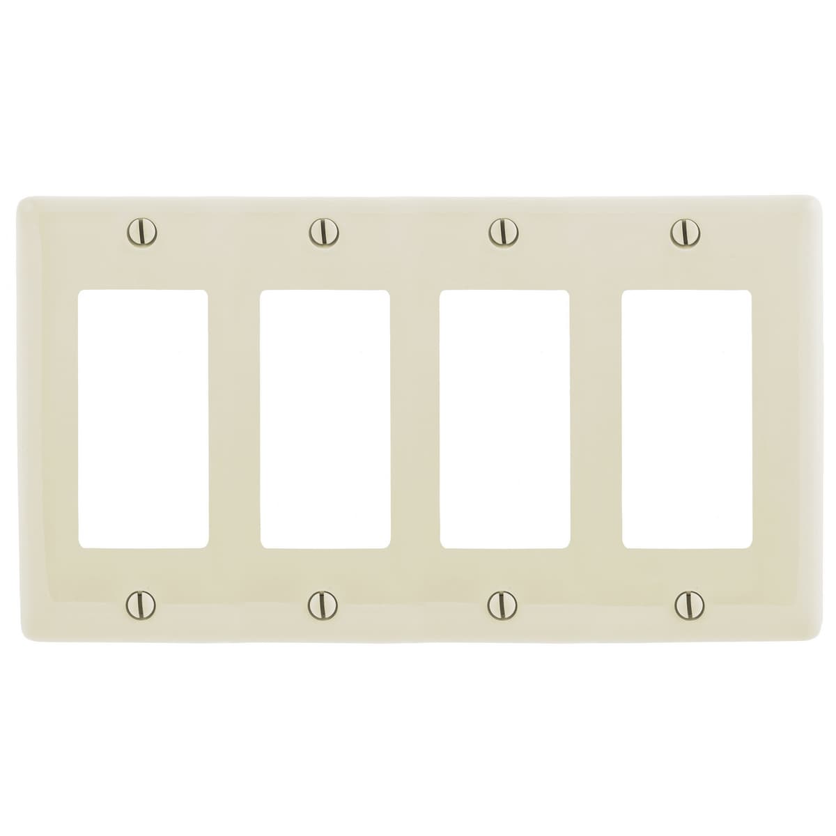 Hubbell NP264LA Wallplates and Box Covers, Wallplate, Nylon, 4-Gang, 4) Decorator, Light Almond ; Reinforcement ribs for extra strength ; Captive screw feature holds mounting screw in place ; High-impact, self-extinguishing nylon material ; Standard Size is 1/8" larger Hubbell NP264LA Wallplates and Box Covers, Wallplate, Nylon, 4-Gang, 4) Decorator, Light Almond ; Reinforcement ribs for extra strength ; Captive screw feature holds mounting screw in place ; High-impact, self-extinguishing nylon material ; Standard Size is 1/8" larger