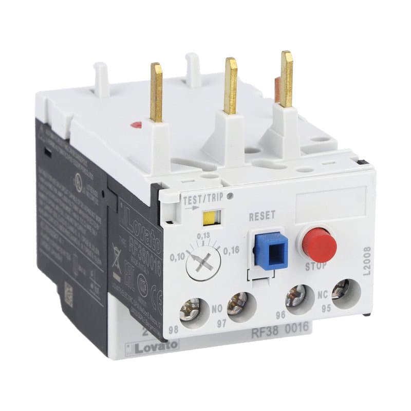 Lovato Electric RF380650 RF380650 Lovato - Motor protection relay, phase failure/single-phase sensitive. Three-pole (three-phase), manual or automatic resetting. Direct mounting on BF09 - BF38 contactors, 4...6.5A Lovato Electric RF380650 RF380650 Lovato - Motor protection relay, phase failure/single-phase sensitive. Three-pole (three-phase), manual or automatic resetting. Direct mounting on BF09 - BF38 contactors, 4...6.5A
