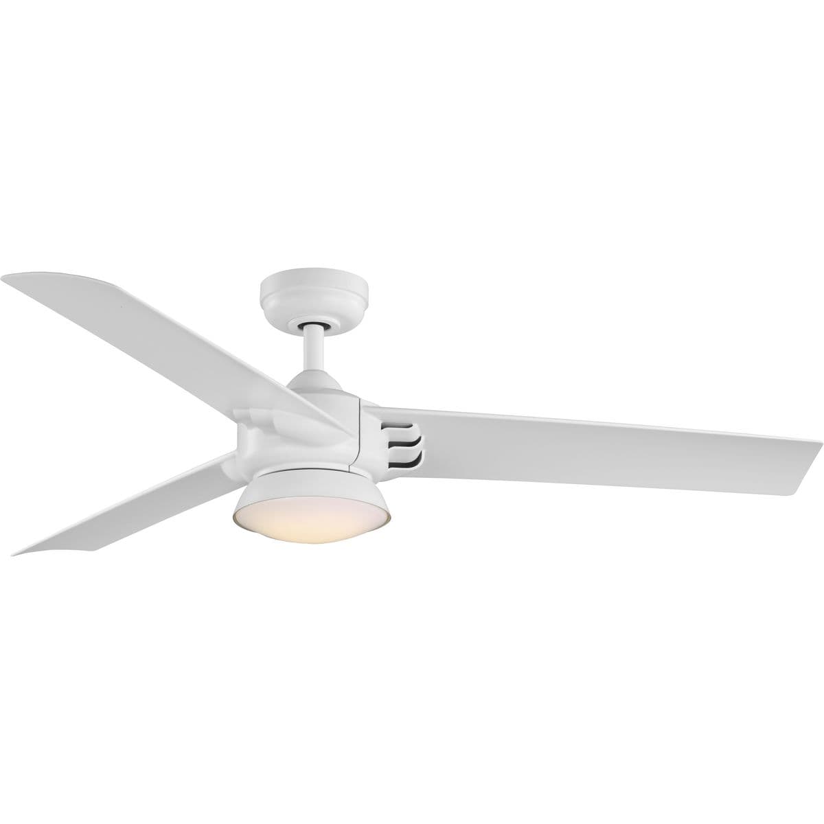Hubbell P250062-028-30 Achieve a sleek, modern look with the Edwidge Collection 3-Blade White 52-Inch DC Motor LED Contemporary Ceiling Fan. The non-metallic, rust-proof housing and canopy are coated in a crisp satin white finish complemented by white blades. The blades are cra Hubbell P250062-028-30 Achieve a sleek, modern look with the Edwidge Collection 3-Blade White 52-Inch DC Motor LED Contemporary Ceiling Fan. The non-metallic, rust-proof housing and canopy are coated in a crisp satin white finish complemented by white blades. The blades are cra