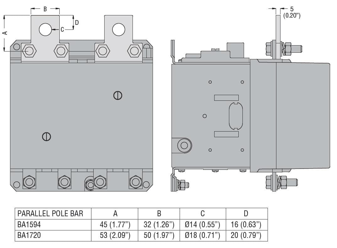 Lovato Electric 11BA1594 11BA1594 Lovato - 2 pole bars for parallel arrangment for B115-B145-B180 contactors Lovato Electric 11BA1594 11BA1594 Lovato - 2 pole bars for parallel arrangment for B115-B145-B180 contactors