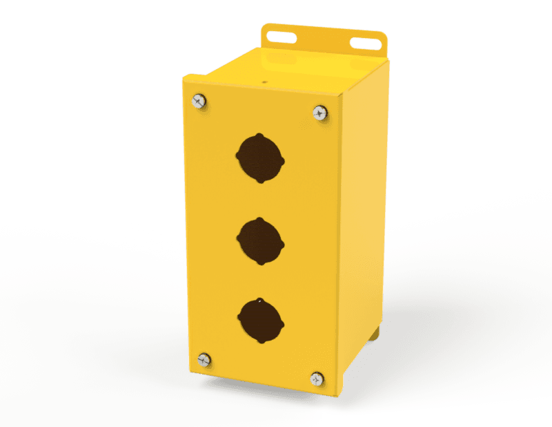 Saginaw Control SCE-3PBX-RAL1018 PBX Enclosure, Height:8.00", Width:4.00", Depth:4.75", RAL 1018 Yellow powder coat inside and out. Saginaw Control SCE-3PBX-RAL1018 PBX Enclosure, Height:8.00", Width:4.00", Depth:4.75", RAL 1018 Yellow powder coat inside and out.