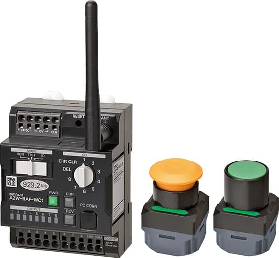 Omron A2WTCWC1US2GB Slave Button, 922.5 MHz, Green Flat Button, Black Flange, US or Canada Omron A2WTCWC1US2GB Slave Button, 922.5 MHz, Green Flat Button, Black Flange, US or Canada