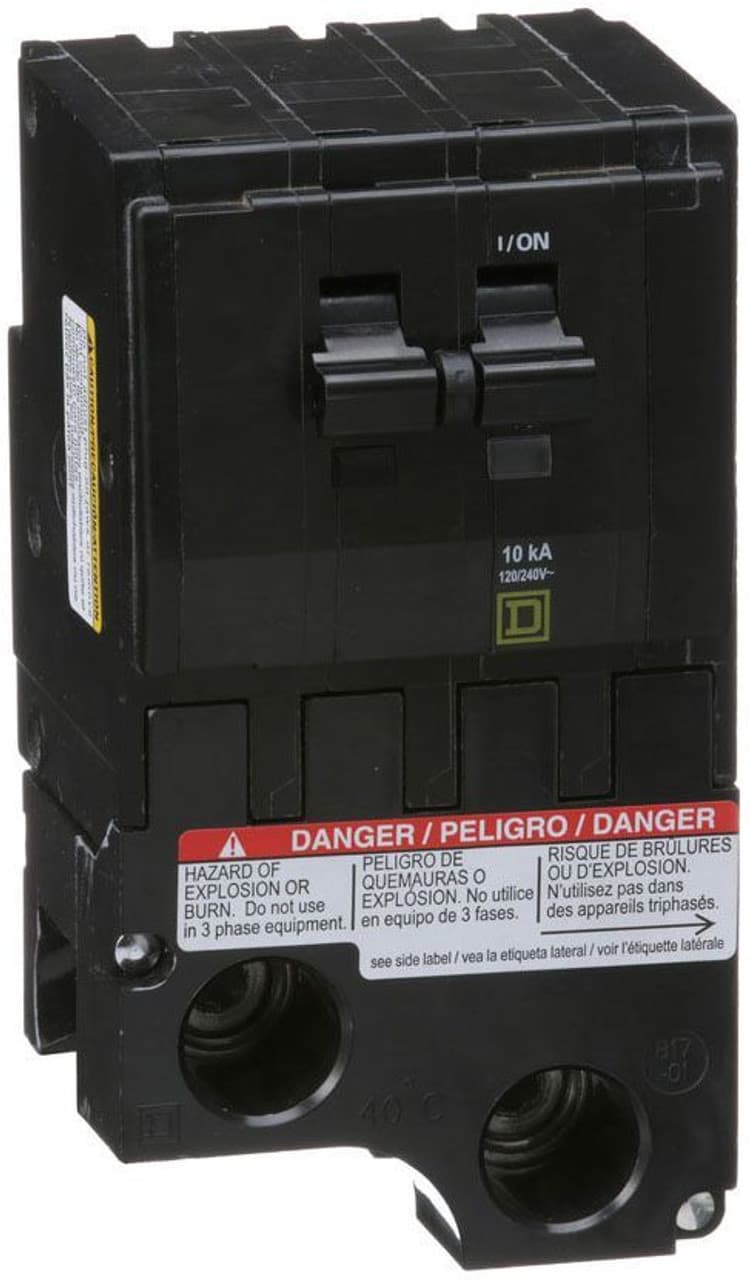 Schneider Electric QO2175 Square D by Schneider Electric QO2175 is a Miniature Circuit Breaker (MCB) designed for plug-in mounting. It features a rated current of 175A and accommodates a plug-in connection type. This MCB operates at a rated voltage of 120V to 240V AC and is compatible with a cross-section of 1AWG-300kcmil for 1 cable Al/Cu. It is a 2 Pole circuit breaker with a short circuit breaking rating of 10kA at 240Vac and 5kA at 48Vdc. The QO2175 is equipped with box lugs type of terminals. Schneider Electric QO2175 Square D by Schneider Electric QO2175 is a Miniature Circuit Breaker (MCB) designed for plug-in mounting. It features a rated current of 175A and accommodates a plug-in connection type. This MCB operates at a rated voltage of 120V to 240V AC and is compatible with a cross-section of 1AWG-300kcmil for 1 cable Al/Cu. It is a 2 Pole circuit breaker with a short circuit breaking rating of 10kA at 240Vac and 5kA at 48Vdc. The QO2175 is equipped with box lugs type of terminals.