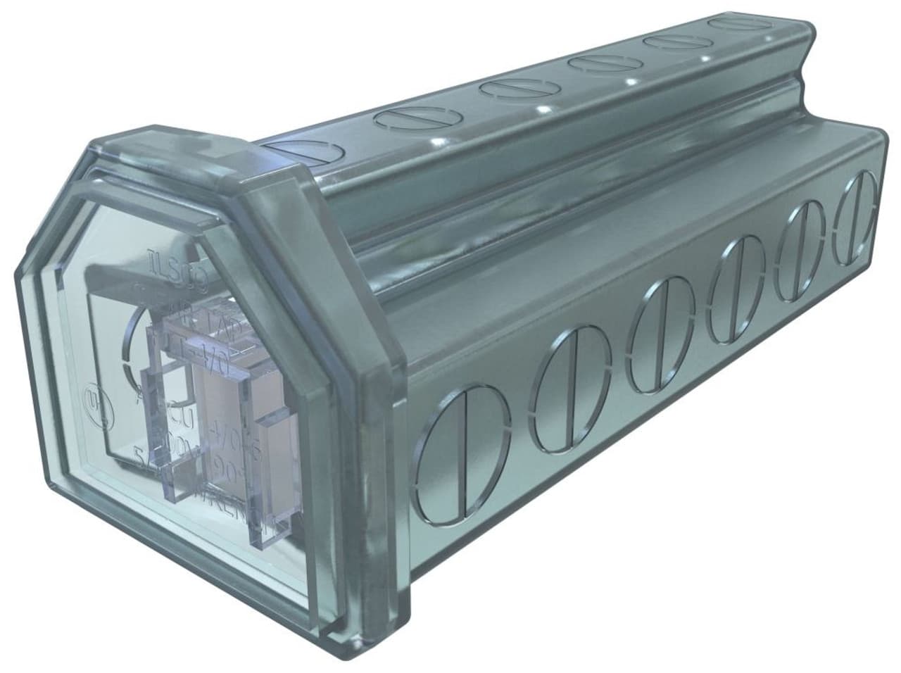 Ilsco PCT-6-4/0 6.05" x 2.49" x 2.25", 600 V, 260 A, 6 to 4/0 AWG, 5/16" Hex, 6-Port, Dual Rated, Insulated Ilsco PCT-6-4/0 6.05" x 2.49" x 2.25", 600 V, 260 A, 6 to 4/0 AWG, 5/16" Hex, 6-Port, Dual Rated, Insulated