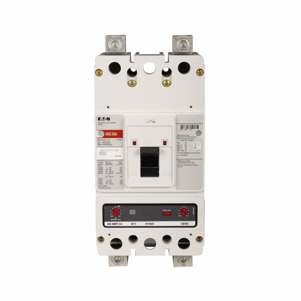 Eaton KDC2350 KDC2350 Eaton - Eaton Series C complete molded case circuit breaker, K-frame, KDC, Fixed thermal, fixed magnetic trip, Two-pole, 350A, 600 Vac, 250 Vdc, 200 kAIC at 240 Vac, 100 kAIC at 480 Vac, Aluminum, Line and load, 50/60 Hz Eaton KDC2350 KDC2350 Eaton - Eaton Series C complete molded case circuit breaker, K-frame, KDC, Fixed thermal, fixed magnetic trip, Two-pole, 350A, 600 Vac, 250 Vdc, 200 kAIC at 240 Vac, 100 kAIC at 480 Vac, Aluminum, Line and load, 50/60 Hz