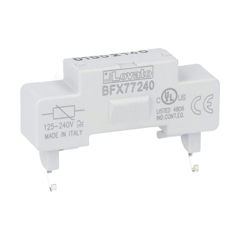 Lovato Electric BFX77125 BFX77125 Lovato - Quick connect surge suppressor for BF00A, BF09...BF150A AC contactors, 48-125VAC/DC (varistor) Lovato Electric BFX77125 BFX77125 Lovato - Quick connect surge suppressor for BF00A, BF09...BF150A AC contactors, 48-125VAC/DC (varistor)