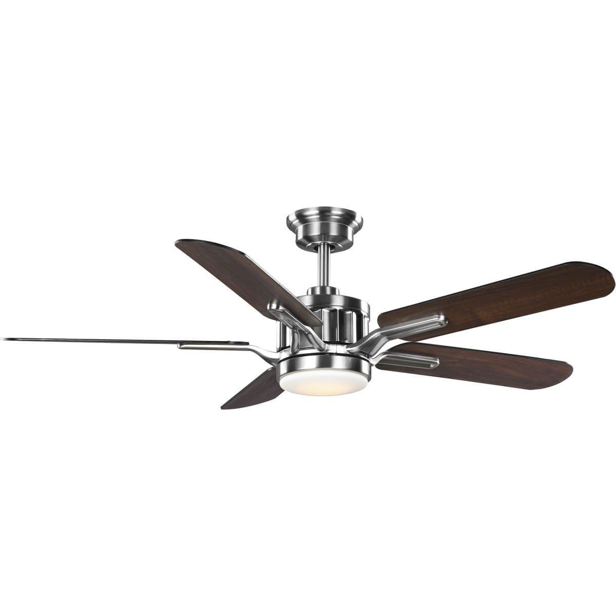 Hubbell P250007-009-30 Gracefully blend the old with the new with the Claret Collection 5-Blade Reversible Matte Black/American Walnut 54-Inch AC Motor Ceiling Fan. The canopy and fluted AC motor housing are coated in a beautiful brushed nickel finish and are complemented by re Hubbell P250007-009-30 Gracefully blend the old with the new with the Claret Collection 5-Blade Reversible Matte Black/American Walnut 54-Inch AC Motor Ceiling Fan. The canopy and fluted AC motor housing are coated in a beautiful brushed nickel finish and are complemented by re
