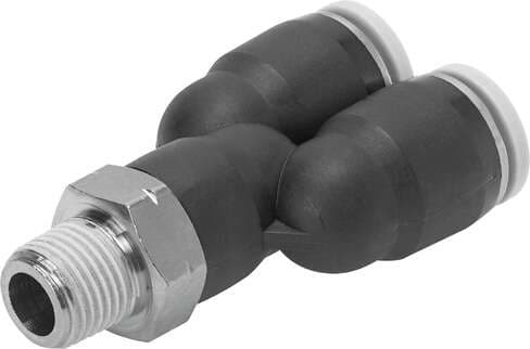 Festo 564702 push-in Y-fitting QBY-3/8-1/2-U 360° orientable, male thread with external hexagon. Size: Standard, Nominal size: 0,276 ", Type of seal on screw-in stud: coating, Assembly position: Any, Design structure: Push/pull principle Festo 564702 push-in Y-fitting QBY-3/8-1/2-U 360° orientable, male thread with external hexagon. Size: Standard, Nominal size: 0,276 ", Type of seal on screw-in stud: coating, Assembly position: Any, Design structure: Push/pull principle