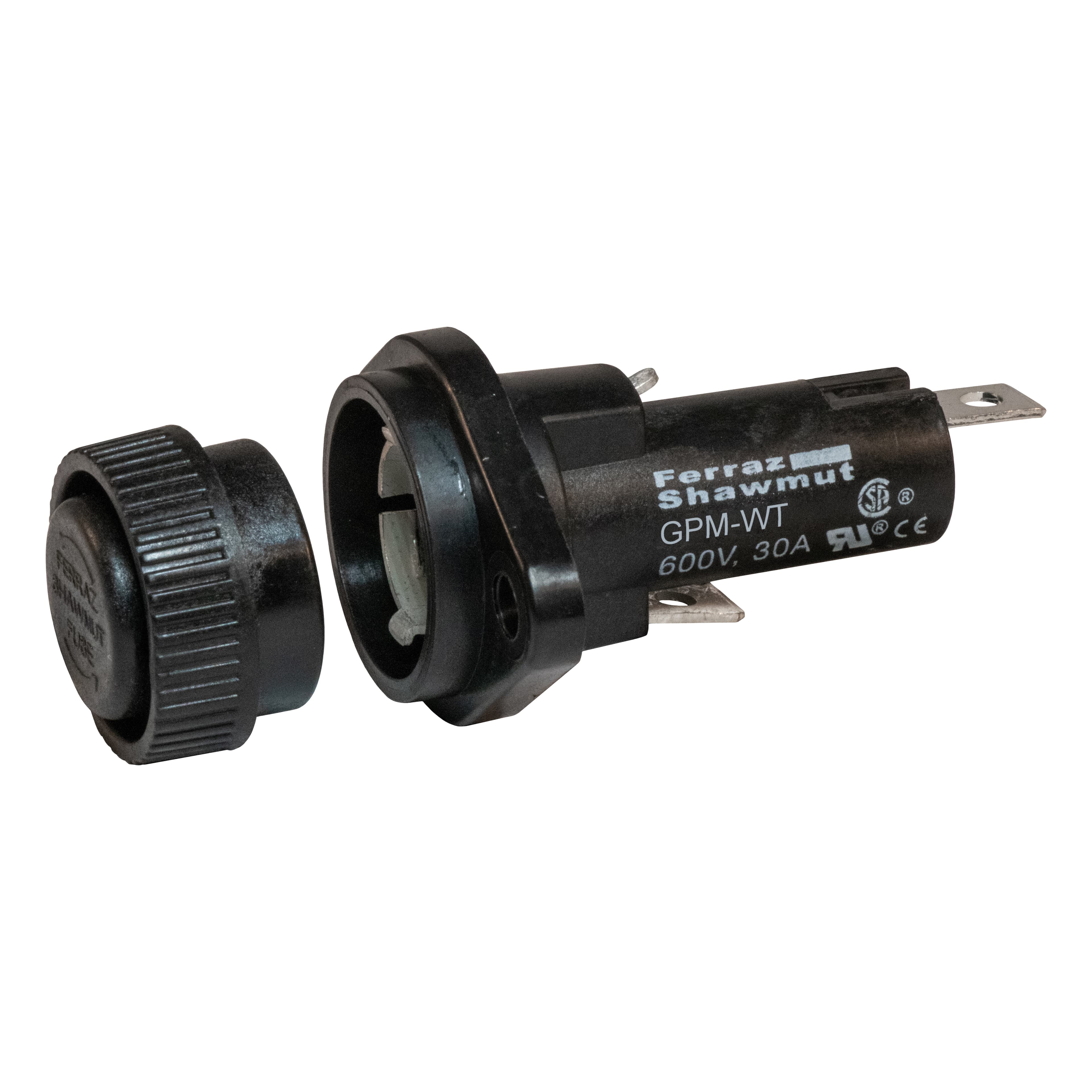 Mersen GPM-WT GPM-WT Mersen - Fuse Block 600VAC 600VDC 30A 1/4in Quick Connect / Solder Water-tight Screw Knob Panel Mount Mersen GPM-WT GPM-WT Mersen - Fuse Block 600VAC 600VDC 30A 1/4in Quick Connect / Solder Water-tight Screw Knob Panel Mount