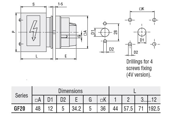 GF2013U25 Part Image. Manufactured by Lovato Electric.