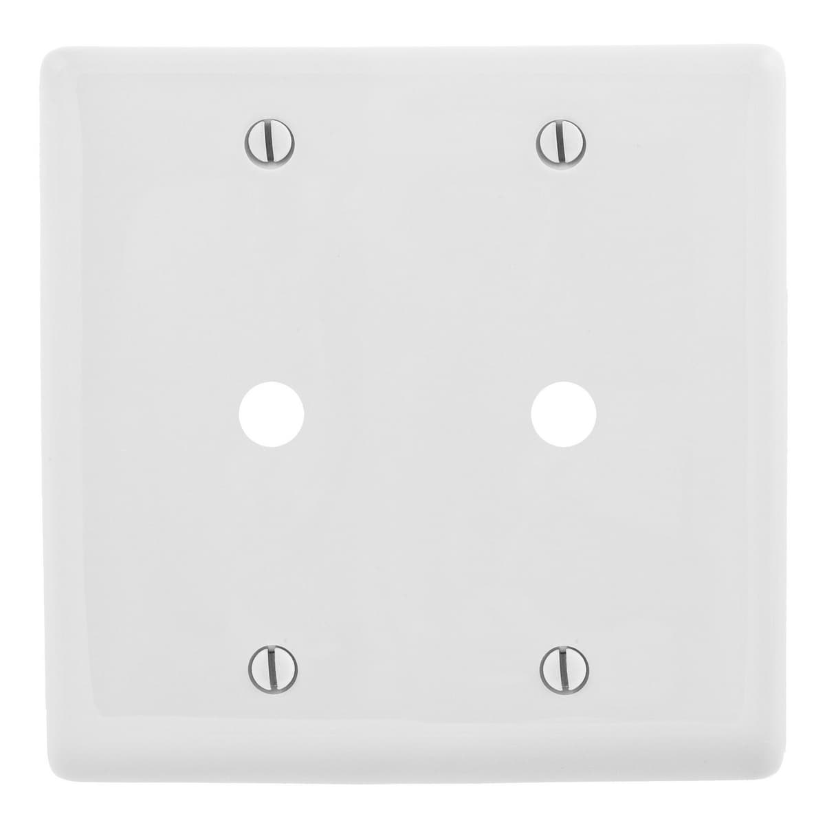 Hubbell NP21W Wallplates, Nylon, 2-Gang, 2) .406" Opening, White ; Reinforcement ribs for extra strength ; High-impact, self-extinguishing nylon material ; Captive screw feature holds mounting screw in place ; Standard Size is 1/8" larger to give you extra coverage to Hubbell NP21W Wallplates, Nylon, 2-Gang, 2) .406" Opening, White ; Reinforcement ribs for extra strength ; High-impact, self-extinguishing nylon material ; Captive screw feature holds mounting screw in place ; Standard Size is 1/8" larger to give you extra coverage to