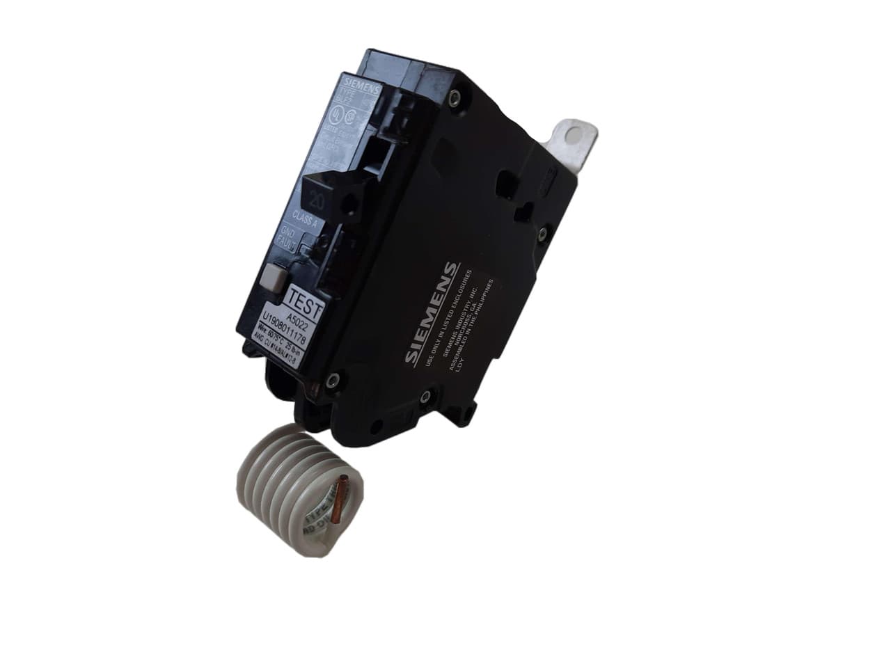 Siemens BF120A 120 VAC, 20 A, 10 kA, 5 mA, 1-Pole, Bolt-On Mount, BLF Frame, GFCI, Thermal Magnetic Trip Unit Siemens BF120A 120 VAC, 20 A, 10 kA, 5 mA, 1-Pole, Bolt-On Mount, BLF Frame, GFCI, Thermal Magnetic Trip Unit