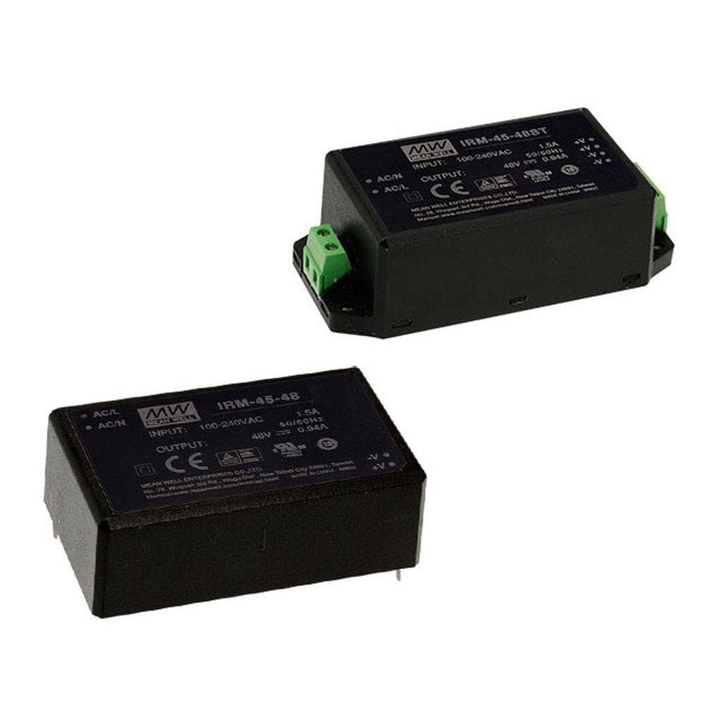 MEAN WELL IRM-45-48ST AC-DC Single output Encapsulated power supply; Output 48Vdc at 0.94A; Screw Terminal style; miniature size MEAN WELL IRM-45-48ST AC-DC Single output Encapsulated power supply; Output 48Vdc at 0.94A; Screw Terminal style; miniature size