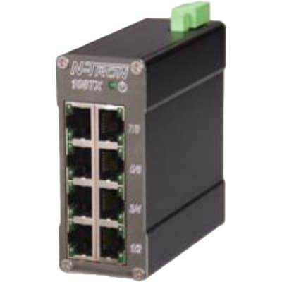 Red Lion 108TX-HV-MDR Red Lion 108TX-HV-MDR is an industrial Ethernet switch designed for versatility and durability, featuring a supply voltage range of 10-60Vdc with redundant power inputs to accommodate various DC power supplies such as 12Vdc, 24Vdc, 48Vdc, and 60Vdc. It is equipped with 8 RJ45 ports supporting 10/100BaseTX for network connectivity. The switch is housed in a tall, metallic DIN rail enclosure (MDR) for easy installation and is part of the N-Tron 100 series. It operates efficiently with a maximum throughput of 1.6Gbit/s and is designed to meet IP30 standards for protection against objects. The device is specifically crafted for use in environments requiring a robust network solution. Red Lion 108TX-HV-MDR Red Lion 108TX-HV-MDR is an industrial Ethernet switch designed for versatility and durability, featuring a supply voltage range of 10-60Vdc with redundant power inputs to accommodate various DC power supplies such as 12Vdc, 24Vdc, 48Vdc, and 60Vdc. It is equipped with 8 RJ45 ports supporting 10/100BaseTX for network connectivity. The switch is housed in a tall, metallic DIN rail enclosure (MDR) for easy installation and is part of the N-Tron 100 series. It operates efficiently with a maximum throughput of 1.6Gbit/s and is designed to meet IP30 standards for protection against objects. The device is specifically crafted for use in environments requiring a robust network solution.