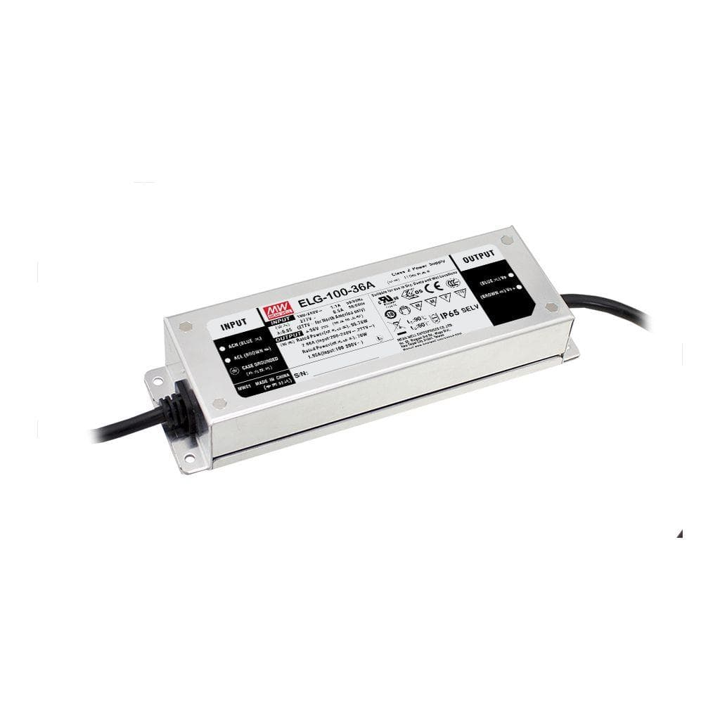 MEAN WELL ELG-100-24DA-3Y AC-DC Single output LED Driver Mix Mode (CV+CC) with PFC; 3 wire input; Output 24VDC at 4A; Dimming with DALI control technology; IP67; Cable output MEAN WELL ELG-100-24DA-3Y AC-DC Single output LED Driver Mix Mode (CV+CC) with PFC; 3 wire input; Output 24VDC at 4A; Dimming with DALI control technology; IP67; Cable output
