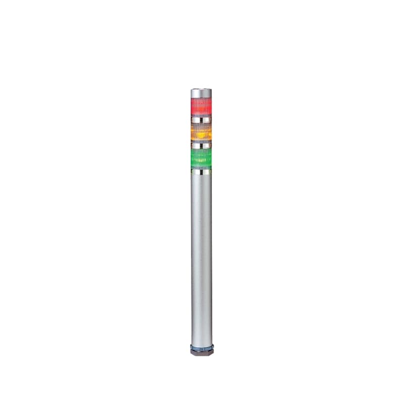 Patlite ME-302A-RYG 25mm 3-Tier LED Signal Tower, 24V DC, NPN, continuous only, direct mount, clear lens, 200mm long silver aluminum body LED mod: red, amber, green Patlite ME-302A-RYG 25mm 3-Tier LED Signal Tower, 24V DC, NPN, continuous only, direct mount, clear lens, 200mm long silver aluminum body LED mod: red, amber, green