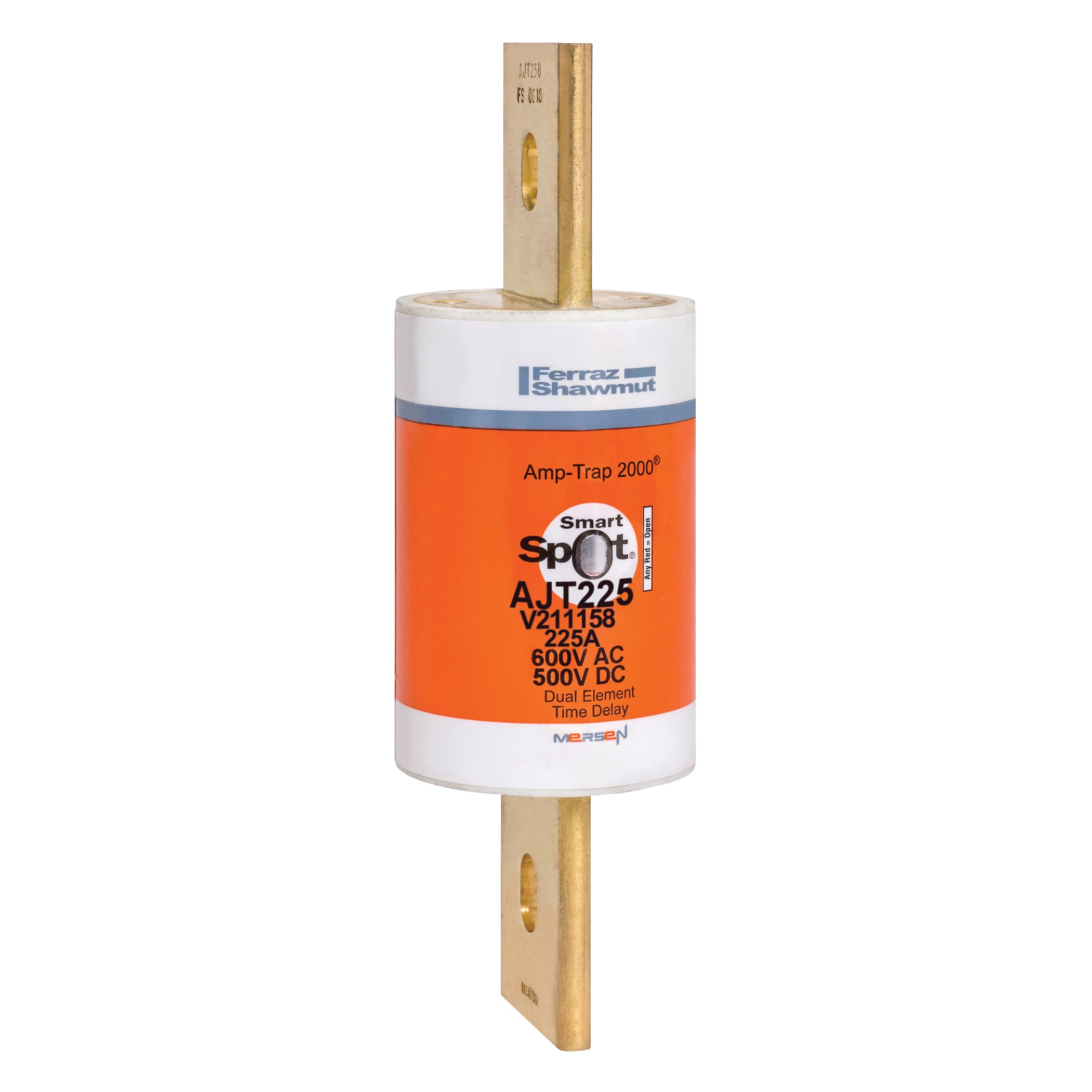 Mersen AJT225 AJT225 Mersen - Fuse AJT - Class J - Time-delay 600VAC 500VDC 225A Blade SmartSpot® Amp-Trap 2000® Mersen AJT225 AJT225 Mersen - Fuse AJT - Class J - Time-delay 600VAC 500VDC 225A Blade SmartSpot® Amp-Trap 2000®