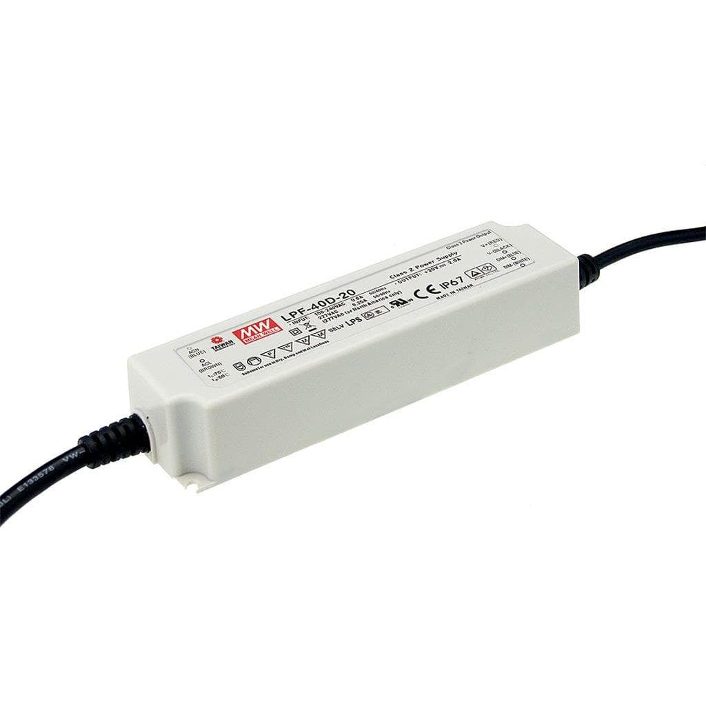 MEAN WELL LPF-40D-24 AC-DC Single output LED driver Mix mode (CV+CC); Output 24Vdc at 1.67A; cable output; Dimming with 1-10V PWM resistance MEAN WELL LPF-40D-24 AC-DC Single output LED driver Mix mode (CV+CC); Output 24Vdc at 1.67A; cable output; Dimming with 1-10V PWM resistance