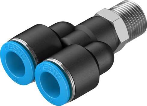 Festo 153146 push-in Y-fitting QSY-3/8-12 360° orientable, male thread with external hexagon. Size: Standard, Nominal size: 8,4 mm, Type of seal on screw-in stud: coating, Assembly position: Any, Container size: 10 Festo 153146 push-in Y-fitting QSY-3/8-12 360° orientable, male thread with external hexagon. Size: Standard, Nominal size: 8,4 mm, Type of seal on screw-in stud: coating, Assembly position: Any, Container size: 10