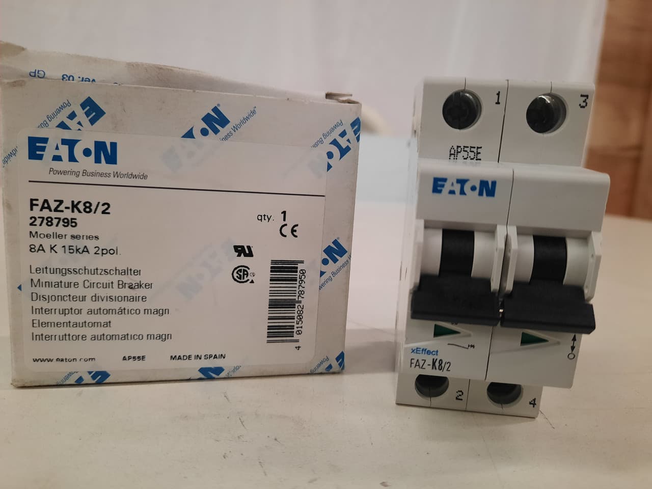 Eaton FAZ-K8/2 277/480 VAC 50/60 Hz, 8 A, 2-Pole, 10 kA, 8 to 12 x Rated Current, Line/Load Terminal, DIN Rail Mount, Standard Packaging, K-Curve, Current Limiting, Thermal Magnetic Eaton FAZ-K8/2 277/480 VAC 50/60 Hz, 8 A, 2-Pole, 10 kA, 8 to 12 x Rated Current, Line/Load Terminal, DIN Rail Mount, Standard Packaging, K-Curve, Current Limiting, Thermal Magnetic