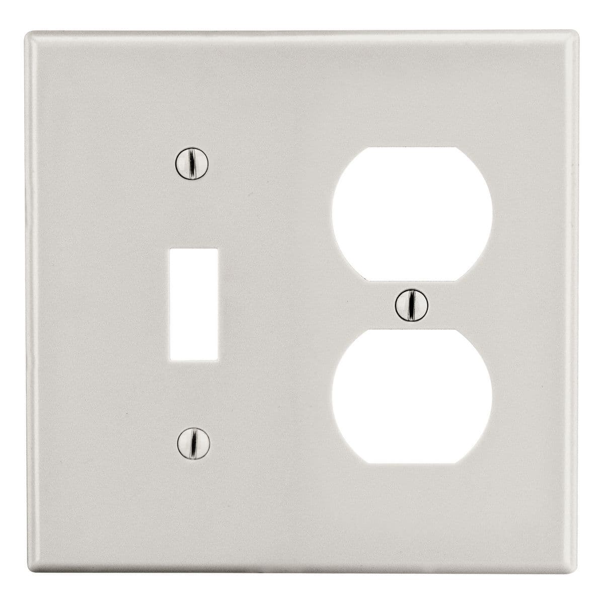 Hubbell PJ18LA Wallplate, Mid-Size 2-Gang, 1) Duplex 1) Toggle, Light Almond ; Smooth Satin Finish, Self Grounding Hubbell PJ18LA Wallplate, Mid-Size 2-Gang, 1) Duplex 1) Toggle, Light Almond ; Smooth Satin Finish, Self Grounding