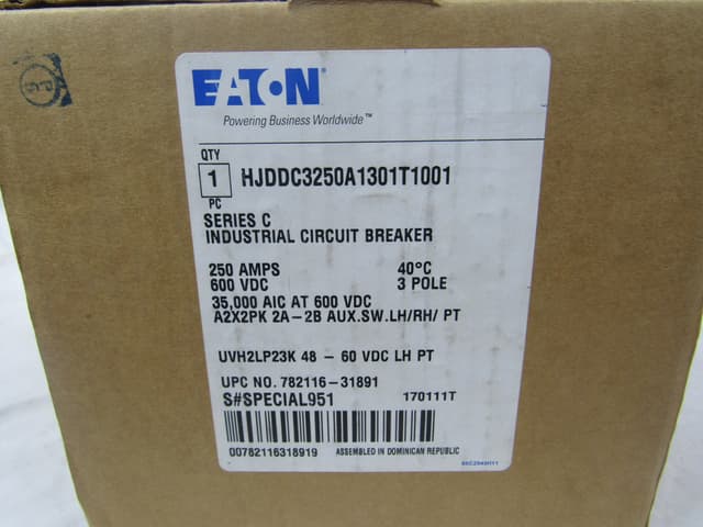 HJDDC3250A1301T1001 Part Image. Manufactured by Eaton.