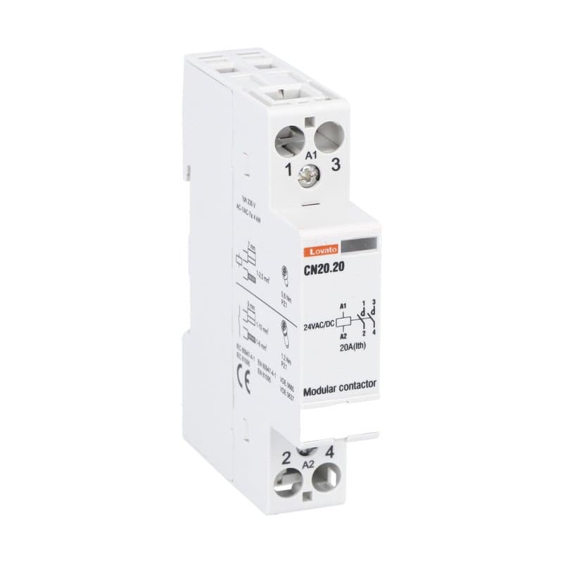 Lovato Electric CN2020024 CN2020024 Lovato - Modular contactor, one or two-pole, 20A AC1, 24VAC/DC (2NO) Lovato Electric CN2020024 CN2020024 Lovato - Modular contactor, one or two-pole, 20A AC1, 24VAC/DC (2NO)