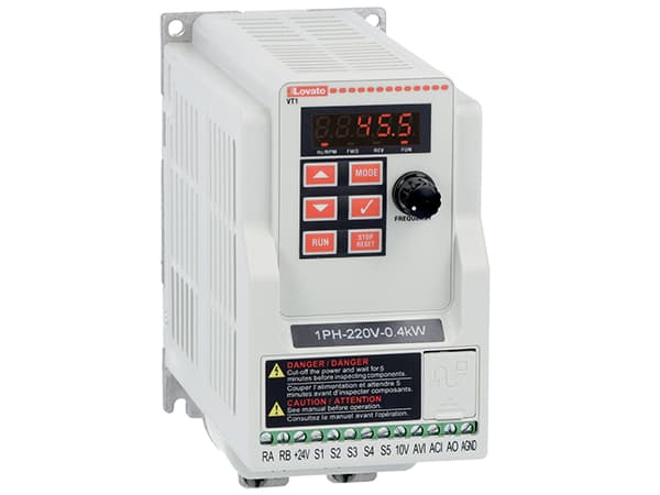 Lovato Electric VT107A240 VT107A240 Lovato - Variable speed drive, VT1 type, single-phase, supply 200...240VAC (50/60Hz). Built-in RS485 communication port. Built-in EMC suppressor, Cat. C2, 0.75kW Lovato Electric VT107A240 VT107A240 Lovato - Variable speed drive, VT1 type, single-phase, supply 200...240VAC (50/60Hz). Built-in RS485 communication port. Built-in EMC suppressor, Cat. C2, 0.75kW