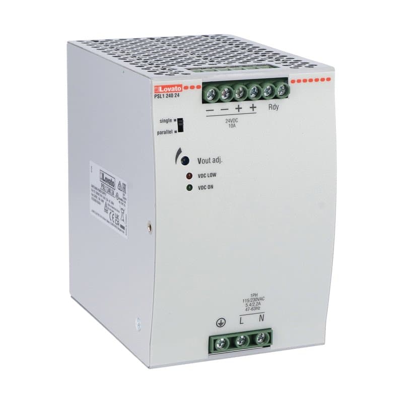 Lovato Electric PSL124024 PSL124024 Lovato - DIN rail switching power supply, single-phase. 24VDC, 10A/240W Lovato Electric PSL124024 PSL124024 Lovato - DIN rail switching power supply, single-phase. 24VDC, 10A/240W