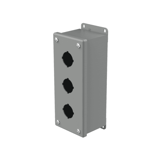 Hoffman E3PB Pushbutton Enclosures, Type 12, 3PB x 30.5mm, Gray, Steel Hoffman E3PB Pushbutton Enclosures, Type 12, 3PB x 30.5mm, Gray, Steel