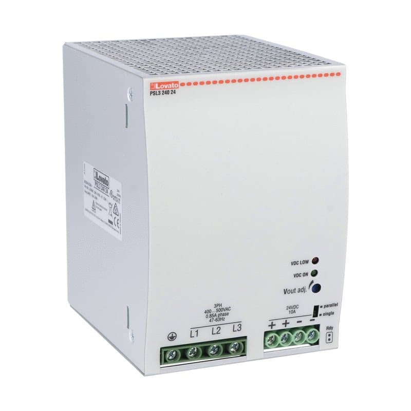 Lovato Electric PSL324024 PSL324024 Lovato - DIN rail switching power supply, three-phase. 24VDC, 10A/240W Lovato Electric PSL324024 PSL324024 Lovato - DIN rail switching power supply, three-phase. 24VDC, 10A/240W