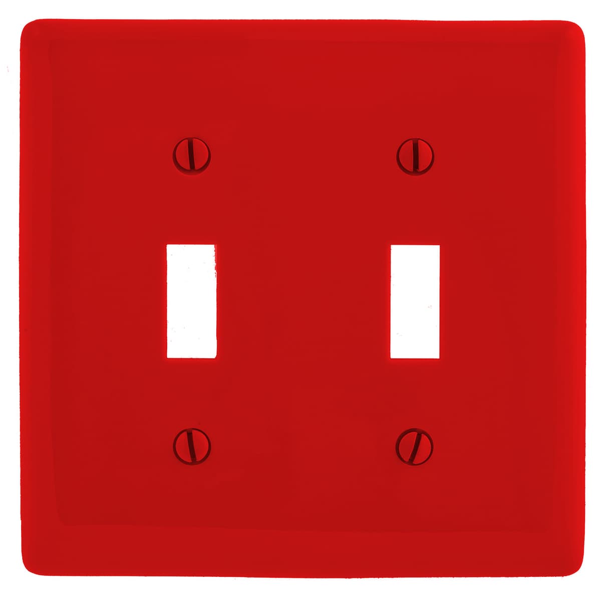 Hubbell NP2R Wallplates and Box Covers, Wallplate, Nylon, 2-Gang, 2) Toggle, Red ; Reinforcement ribs for extra strength ; Captive screw feature holds mounting screw in place ; High-impact, self-extinguishing nylon material ; Smooth, easy to clean finish ; Standard S Hubbell NP2R Wallplates and Box Covers, Wallplate, Nylon, 2-Gang, 2) Toggle, Red ; Reinforcement ribs for extra strength ; Captive screw feature holds mounting screw in place ; High-impact, self-extinguishing nylon material ; Smooth, easy to clean finish ; Standard S