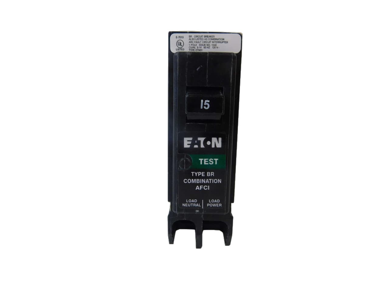 Eaton BRP115AF BRP115AF Eaton - Eaton BR AFCI circuit breaker, AFCI Combination circuit breaker, UL only, 15 A, 10 kAIC, Single-pole, 120 V, BR, Plug-on, #14-8 AWG Cu/Al, Type BR Loadcenters, Plug-on neutral Eaton BRP115AF BRP115AF Eaton - Eaton BR AFCI circuit breaker, AFCI Combination circuit breaker, UL only, 15 A, 10 kAIC, Single-pole, 120 V, BR, Plug-on, #14-8 AWG Cu/Al, Type BR Loadcenters, Plug-on neutral