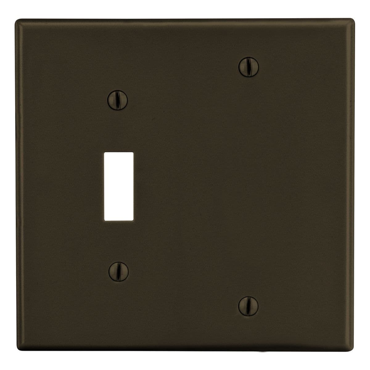 Hubbell PJ113 Wallplate, Mid-Size 2-Gang, 1) Toggle 1) Box Mount Blank, Brown ; High-impact, self-extinguishing polycarbonate material ; More Rigid ; Sharp lines and less dimpling ; Smooth satin finish ; Blends into wall with an optimum finish ; Smooth Satin Finish Hubbell PJ113 Wallplate, Mid-Size 2-Gang, 1) Toggle 1) Box Mount Blank, Brown ; High-impact, self-extinguishing polycarbonate material ; More Rigid ; Sharp lines and less dimpling ; Smooth satin finish ; Blends into wall with an optimum finish ; Smooth Satin Finish