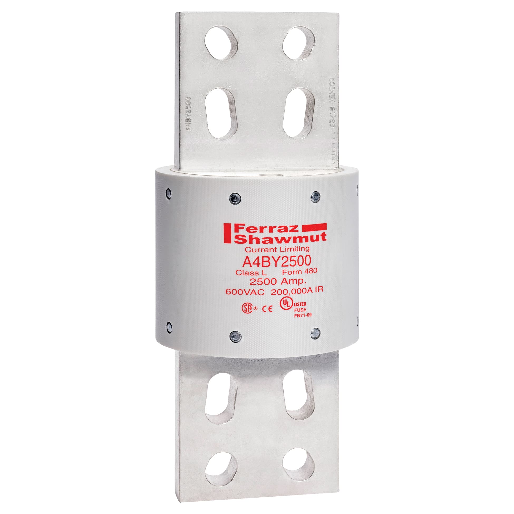 Mersen A4BY2500 A4BY2500 Mersen - Fuse A4BY - Class L - Time-Delay 600VAC 300VDC 2500A Blade Amp-Trap® Mersen A4BY2500 A4BY2500 Mersen - Fuse A4BY - Class L - Time-Delay 600VAC 300VDC 2500A Blade Amp-Trap®